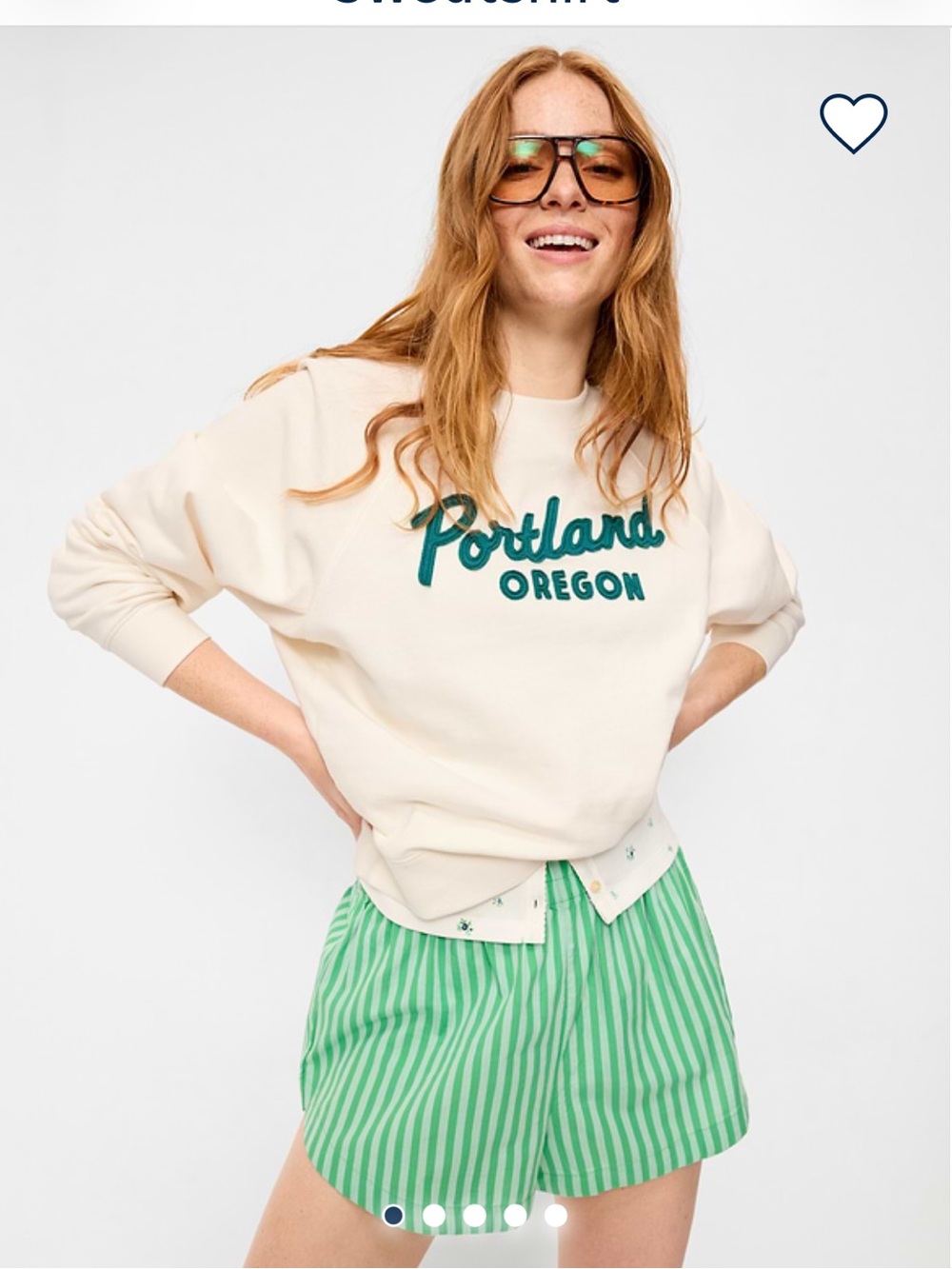 Old Navy Cream Pullover Sweatshirt with Green Script